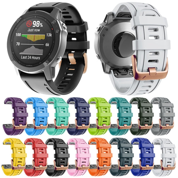 For Garmin Fenix 7S / 6S Pro / 5S Plus 20mm Rose Gold Buckle Silicone Watch Band(Pink)