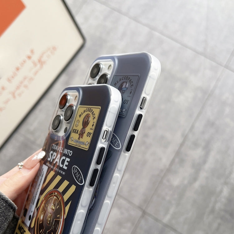 For iPhone 14 Plus Dual-side IMD Astronaut Frosted Phone Case(Black Gold)