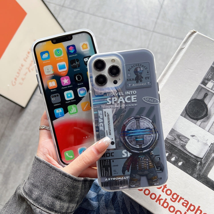 For iPhone 13 Dual-side IMD Astronaut Frosted Phone Case(Blue Grey)