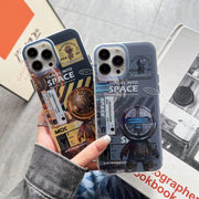 For iPhone 14 Dual-side IMD Astronaut Frosted Phone Case(Blue Grey)