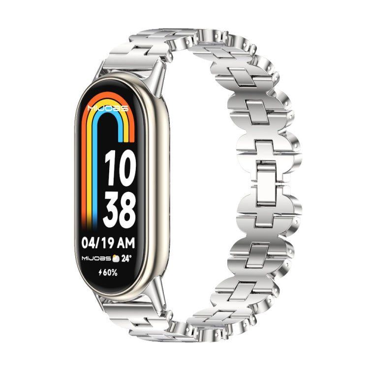 For Xiaomi Mi Band 8 / 9 / 9 NFC Mijobs Bone Chain Stainless Steel Watch Band(Silver) - Watch Bands by MIJOBS | Online Shopping South Africa | PMC TechLife | Buy Now Pay Later Mobicred