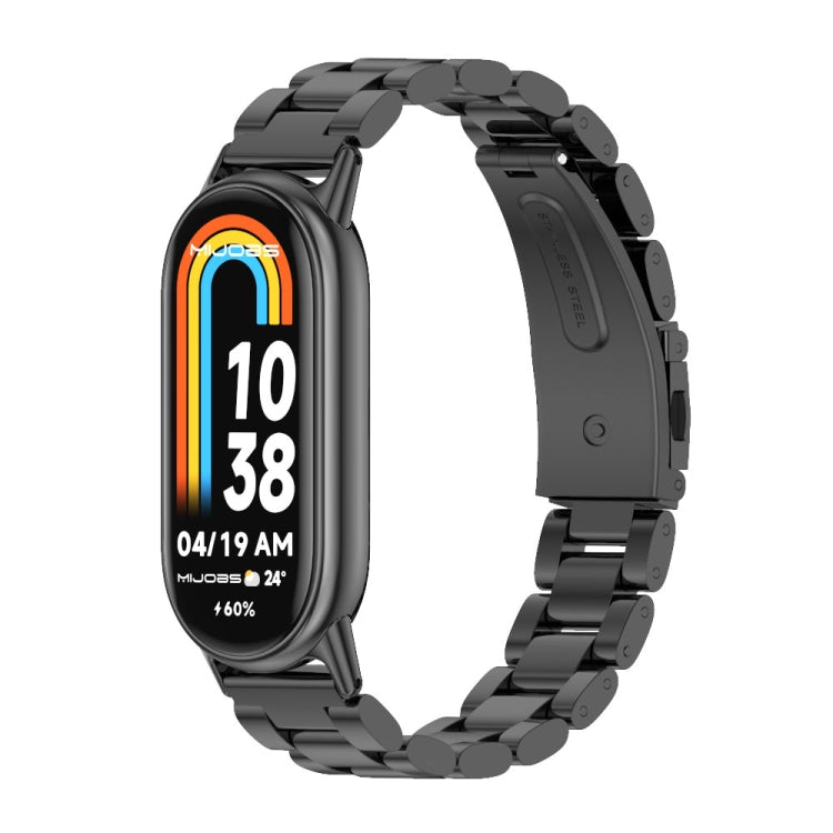 For Xiaomi Mi Band 8 / 9 / 9 NFC Mijobs Three Bead Stainless Steel Watch Band(Black) - Watch Bands by MIJOBS | Online Shopping South Africa | PMC TechLife | Buy Now Pay Later Mobicred