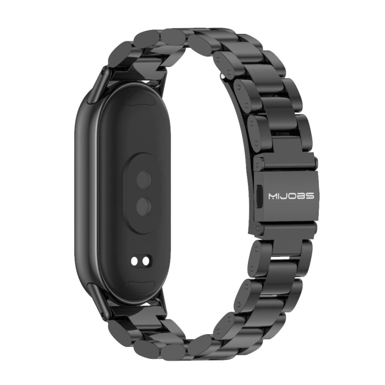 For Xiaomi Mi Band 8 / 9 / 9 NFC Mijobs Three Bead Stainless Steel Watch Band(Black) - Watch Bands by MIJOBS | Online Shopping South Africa | PMC TechLife | Buy Now Pay Later Mobicred