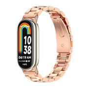 For Xiaomi Mi Band 8 / 9 / 9 NFC Mijobs Three Bead Stainless Steel Watch Band(Rose Gold)