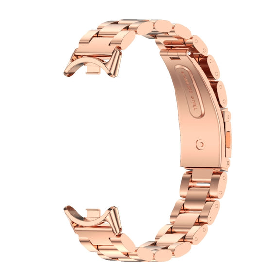 For Xiaomi Mi Band 8 / 9 / 9 NFC Mijobs Three Bead Stainless Steel Watch Band(Rose Gold)