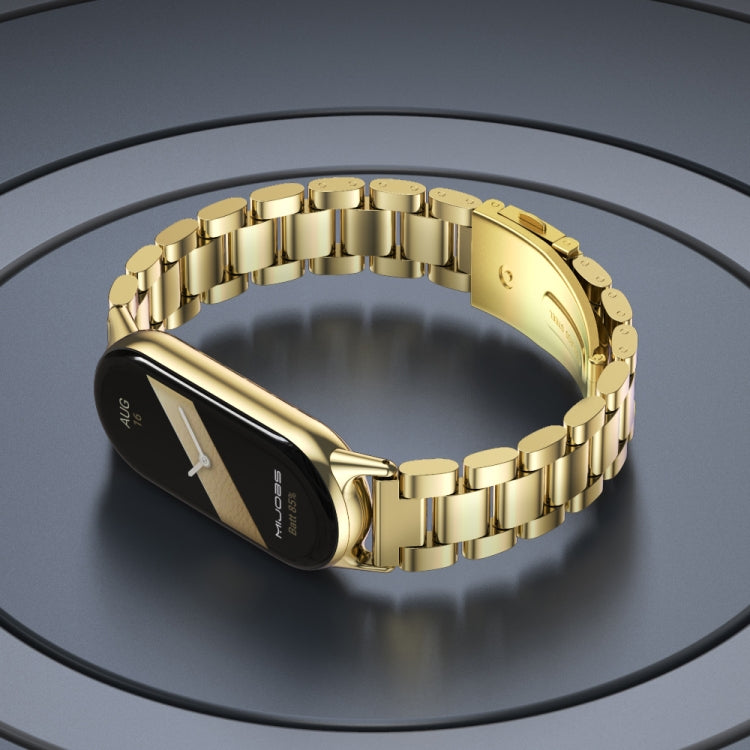 For Xiaomi Mi Band 8 / 9 / 9 NFC Mijobs Three Bead Stainless Steel Watch Band(Black)