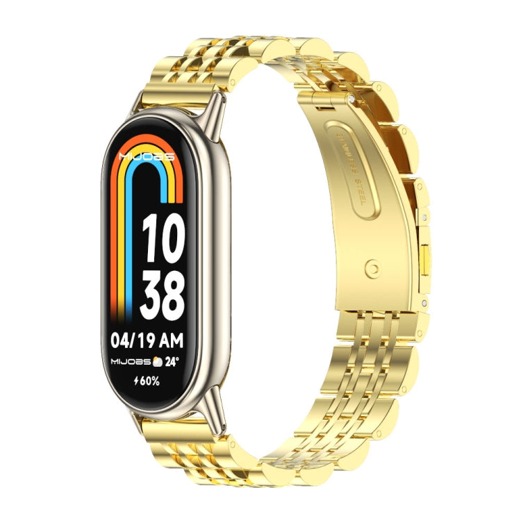 For Xiaomi Mi Band 8 / 9 / 9 NFC Mijobs Seven Bead Stainless Steel Watch Band(Gold+Light Gold) - Watch Bands by MIJOBS | Online Shopping South Africa | PMC TechLife | Buy Now Pay Later Mobicred