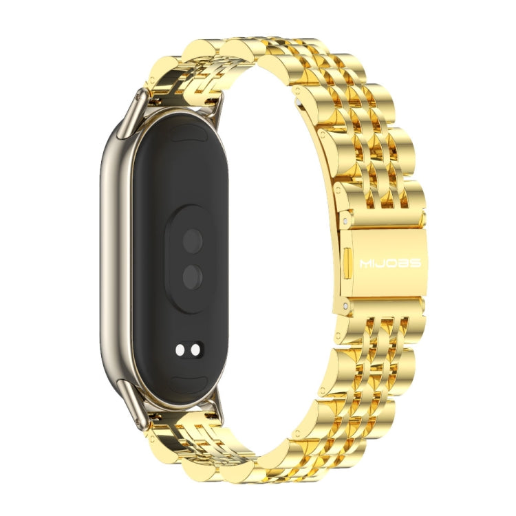For Xiaomi Mi Band 8 / 9 / 9 NFC Mijobs Seven Bead Stainless Steel Watch Band(Gold+Light Gold) - Watch Bands by MIJOBS | Online Shopping South Africa | PMC TechLife | Buy Now Pay Later Mobicred
