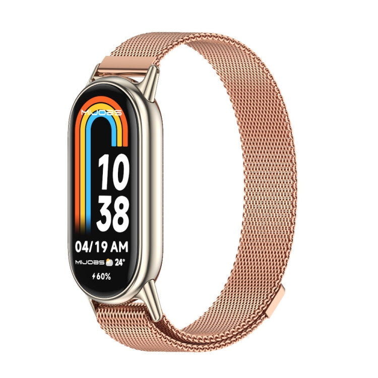 For Xiaomi Mi Band 8 / 9 / 9 NFC Mijobs Milan Magnetic Metal Stainless Steel Watch Band(Rose Gold+Light Gold) - Watch Bands by MIJOBS | Online Shopping South Africa | PMC TechLife | Buy Now Pay Later Mobicred