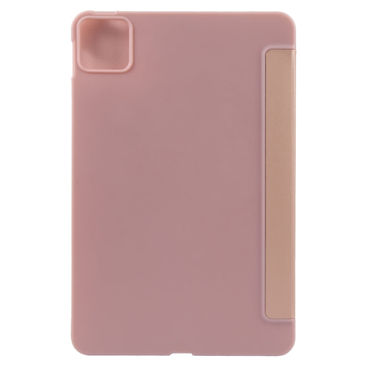 For Xiaomi Pad 6 / Pad 6 Pro Three-fold Holder Flip Tablet Leather Case(Rose Gold)