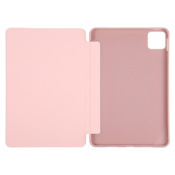 For Xiaomi Pad 6 / Pad 6 Pro Three-fold Holder Flip Tablet Leather Case(Rose Gold)
