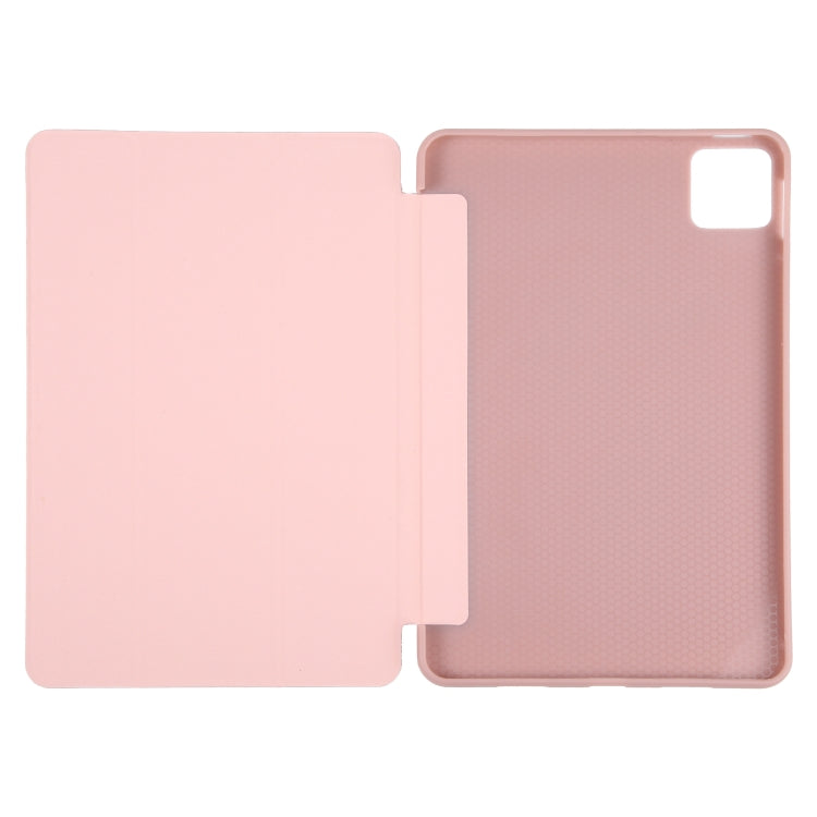 For Xiaomi Pad 6 / Pad 6 Pro Three-fold Holder Flip Tablet Leather Case(Rose Gold)