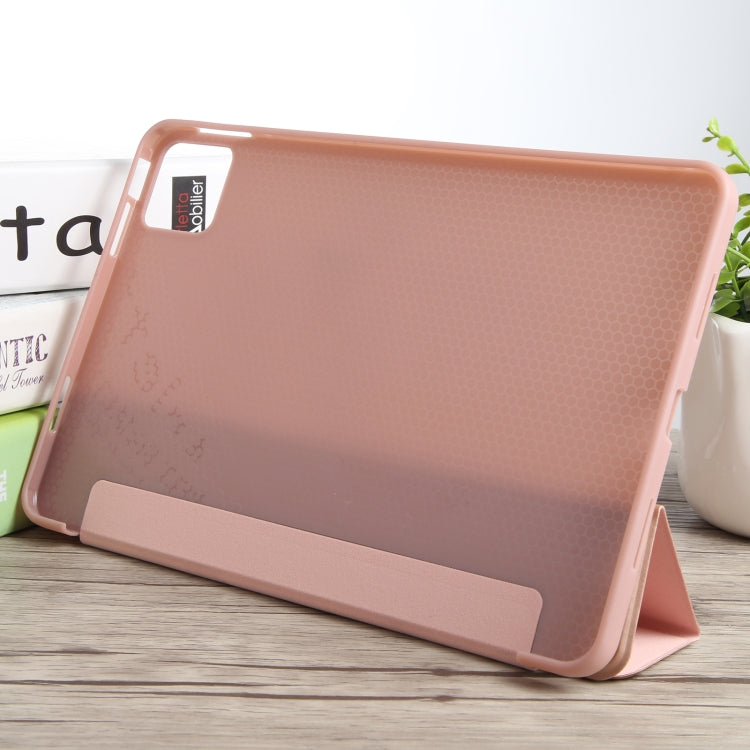 For Xiaomi Pad 6 / Pad 6 Pro Three-fold Holder Flip Tablet Leather Case(Rose Gold)