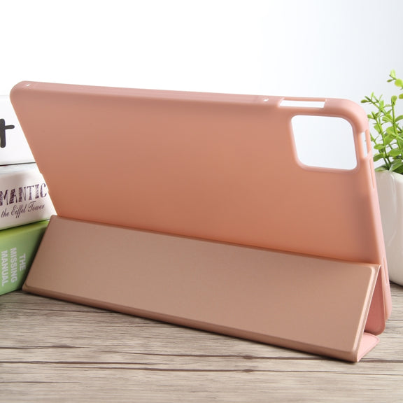 For Xiaomi Pad 6 / Pad 6 Pro Three-fold Holder Flip Tablet Leather Case(Rose Gold)