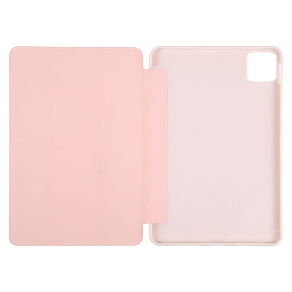 For Xiaomi Pad 6 / Pad 6 Pro Three-fold Holder Flip Tablet Leather Case(Light Pink)