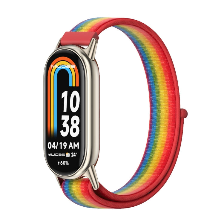 For Xiaomi Mi Band 8 / 9 / 9 NFC Mijobs Breathable Nylon Loop Watch Band(Rainbow Light Gold) - Watch Bands by MIJOBS | Online Shopping South Africa | PMC TechLife | Buy Now Pay Later Mobicred