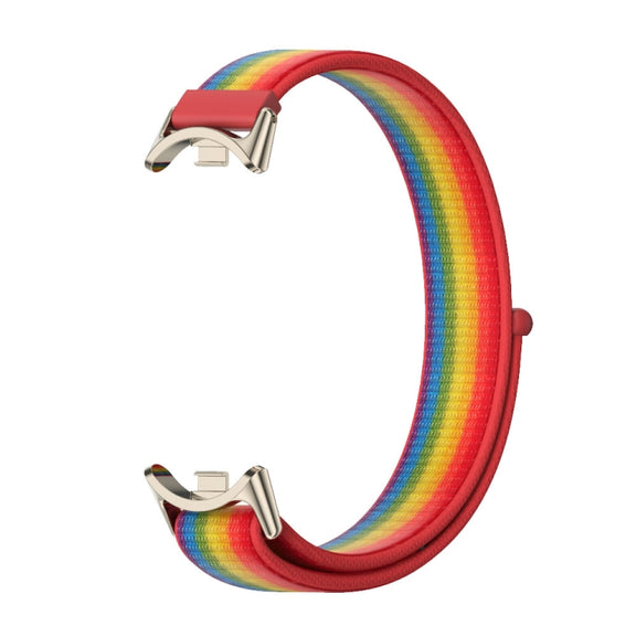 For Xiaomi Mi Band 8 / 9 / 9 NFC Mijobs Breathable Nylon Loop Watch Band(Rainbow Light Gold)