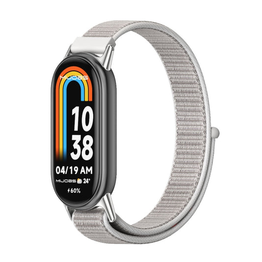 For Xiaomi Mi Band 8 / 9 / 9 NFC Mijobs Breathable Nylon Loop Watch Band(Sea Shell Silver) - Watch Bands by MIJOBS | Online Shopping South Africa | PMC Jewellery | Buy Now Pay Later Mobicred
