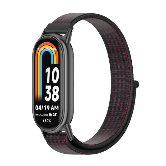 For Xiaomi Smart Band 10 / 9 / 8 Mijobs Breathable Nylon Loop Watch Band(Black Red) - free shipping - PMC Jewellery - Order now!