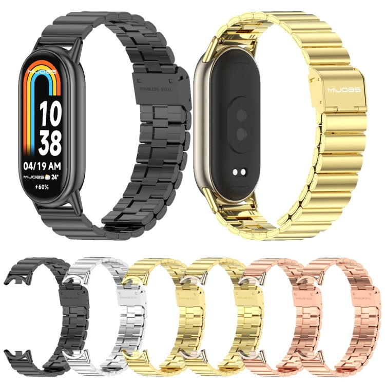 For Xiaomi Mi Band 8 / 9 / 9 NFC Mijobs Bamboo Buckle Stainless Steel Watch Band(Black) - Watch Bands by MIJOBS | Online Shopping South Africa | PMC TechLife | Buy Now Pay Later Mobicred