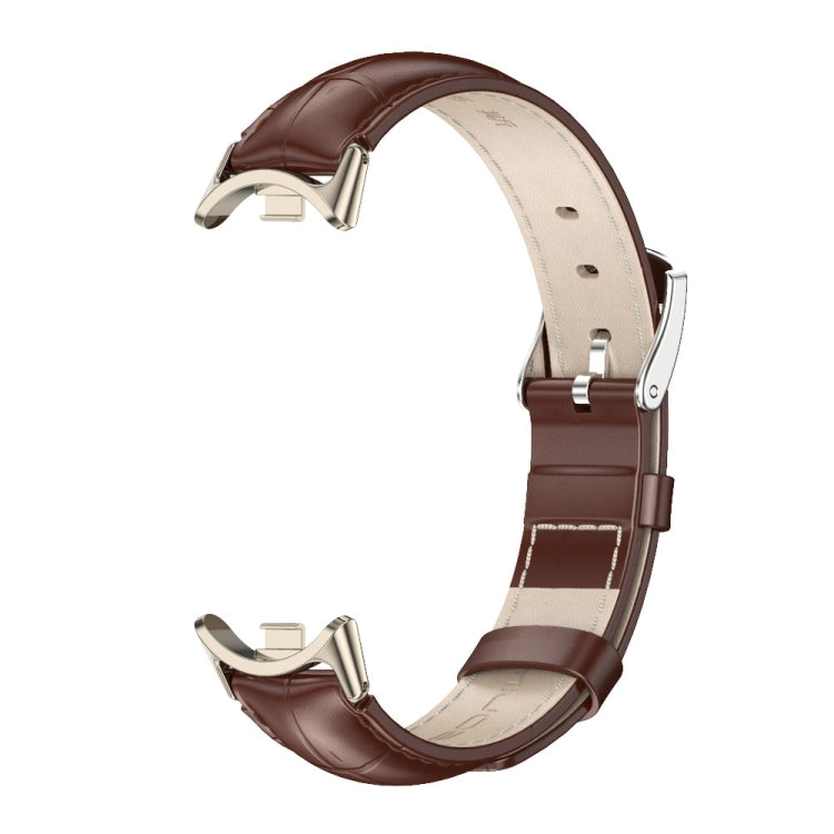 For Xiaomi Mi Band 8 / 9 / 9 NFC Mijobs Genuine Leather Watch Band(Bamboo Coffee Light Gold)