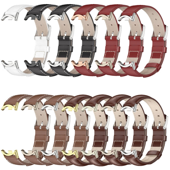 For Xiaomi Mi Band 8 / 9 / 9 NFC Mijobs Genuine Leather Watch Band(Brown Light Gold)