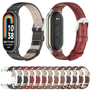 For Xiaomi Mi Band 8 / 9 / 9 NFC Mijobs Genuine Leather Watch Band(Brown Light Gold)