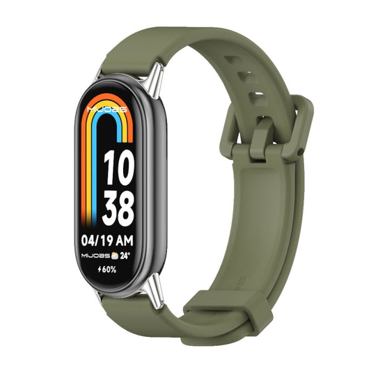 For Xiaomi Mi Band 8 / 9 / 9 NFC Mijobs Silicone Breathable Watch Band(Army Green+Silver) - Watch Bands by MIJOBS | Online Shopping South Africa | PMC Jewellery | Buy Now Pay Later Mobicred
