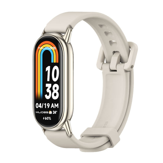 For Xiaomi Mi Band 8 / 9 / 9 NFC Mijobs Silicone Breathable Watch Band(Grey+Light Gold) - Watch Bands by MIJOBS | Online Shopping South Africa | PMC Jewellery | Buy Now Pay Later Mobicred