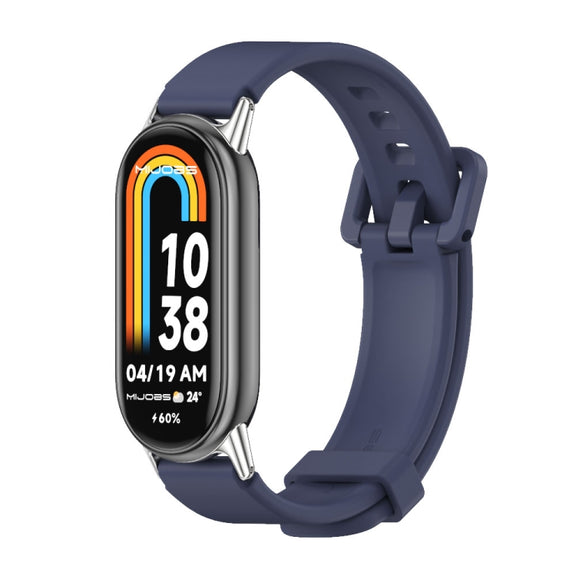 For Xiaomi Mi Band 8 / 9 / 9 NFC Mijobs Silicone Breathable Watch Band(Midnight Blue+Silver)