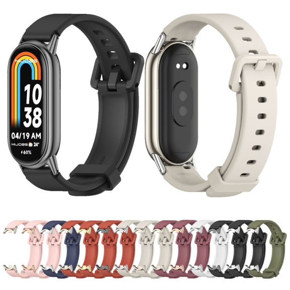 For Xiaomi Mi Band 8 / 9 / 9 NFC Mijobs Silicone Breathable Watch Band(Orange+Light Gold)