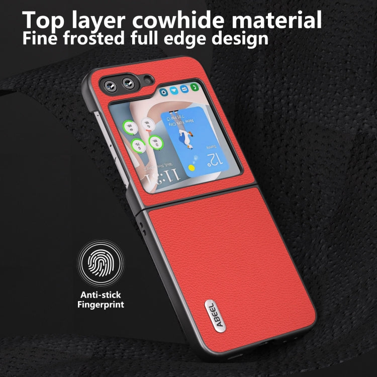 For Samsung Galaxy Z Flip5 ABEEL Genuine Leather Luolai Series Phone Case(Red) - free shipping - PMC TechLife - Order now!
