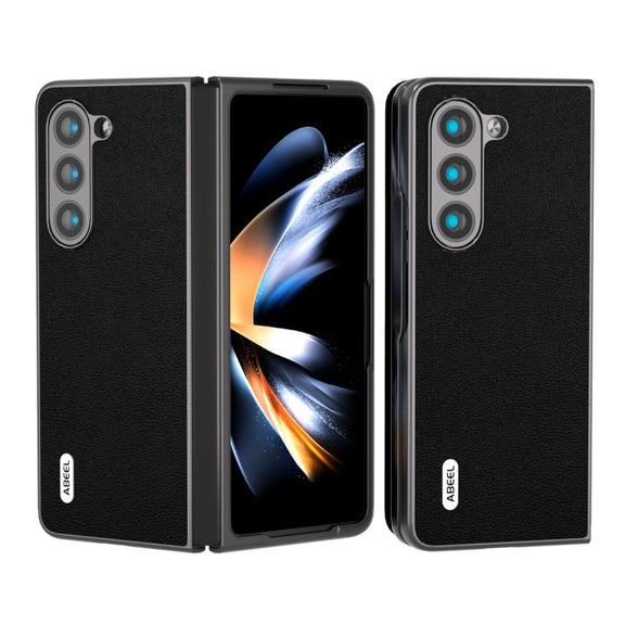 For Samsung Galaxy Z Fold5 ABEEL Genuine Leather Luolai Series Phone Case(Black)
