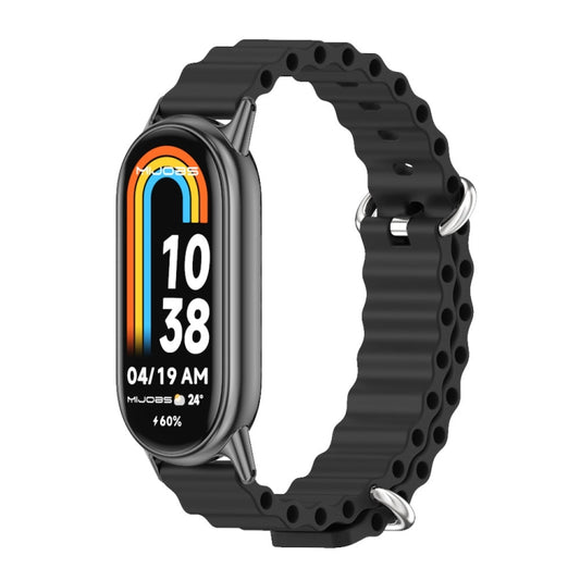 For Xiaomi Mi Band 8 / 9 / 9 NFC Mijobs Marine Silicone Breathable Watch Band(Black) - Watch Bands by MIJOBS | Online Shopping South Africa | PMC Jewellery | Buy Now Pay Later Mobicred