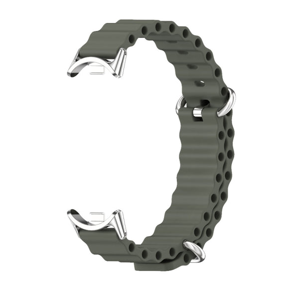 For Xiaomi Mi Band 8 / 9 / 9 NFC Mijobs Marine Silicone Breathable Watch Band(Khaki Green Silver)