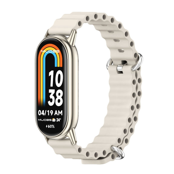 For Xiaomi Smart Band 10 / 9 / 8 Mijobs Marine Silicone Breathable Watch Band(Grey Light Gold)