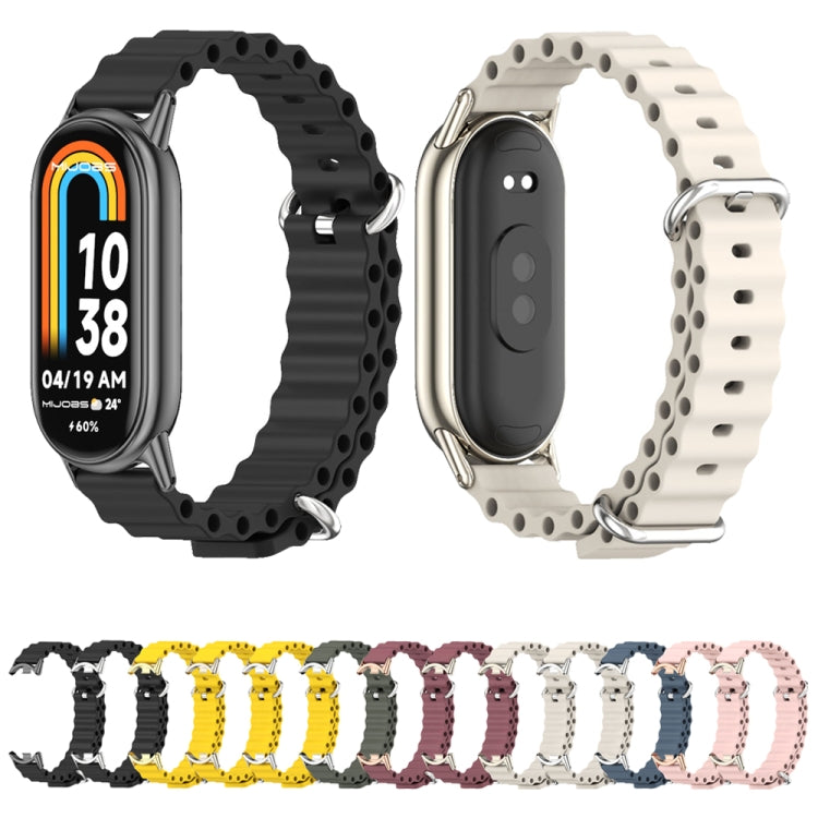 For Xiaomi Mi Band 8 / 9 / 9 NFC Mijobs Marine Silicone Breathable Watch Band(Khaki Green Silver)