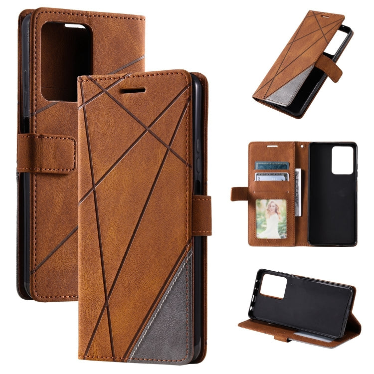 For Redmi Note 12 Pro 5G Global Skin Feel Splicing Horizontal Flip Leather Phone Case(Brown) - free shipping - PMC TechLife - Order now!