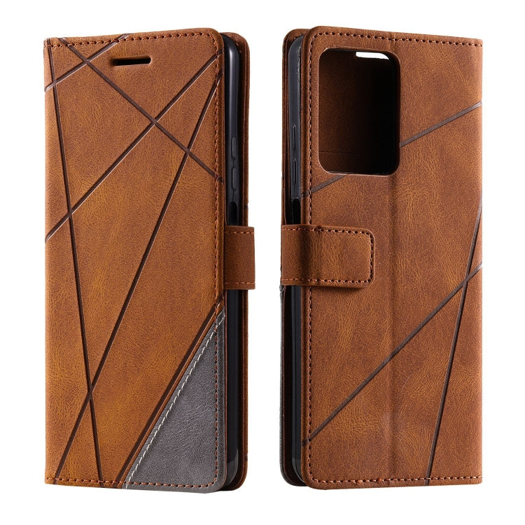 For Redmi Note 12 Pro 5G Global Skin Feel Splicing Horizontal Flip Leather Phone Case(Brown)