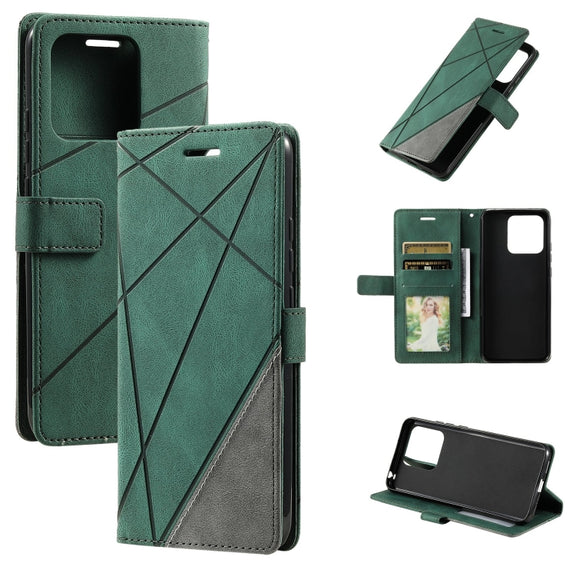 For Xiaomi 13 Pro Skin Feel Splicing Horizontal Flip Leather Phone Case(Green)