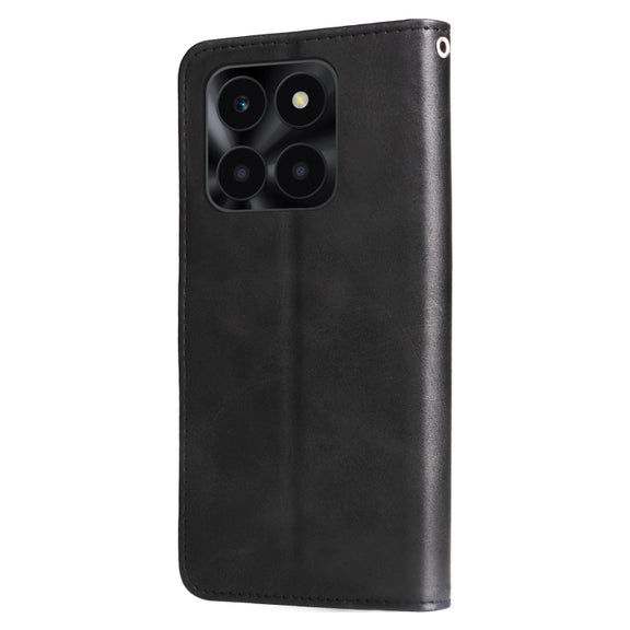 For Honor X6a Calf Texture Zipper Leather Phone Case(Black)