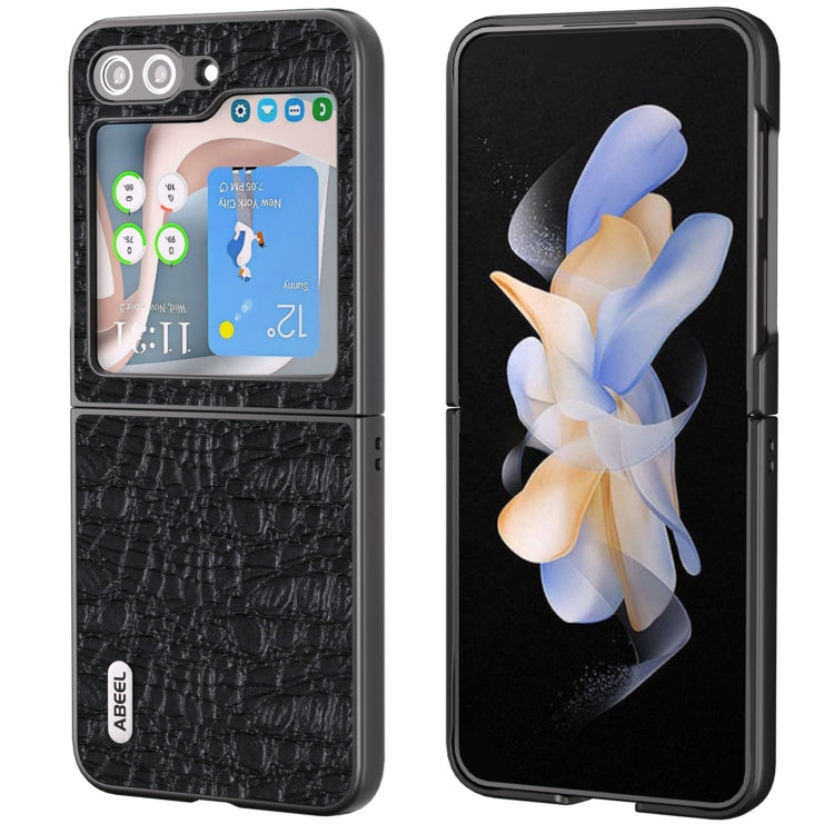 For Samsung Galaxy Z Flip5 ABEEL Genuine Leather Sky Series Black Edge Phone Case(Black) - free shipping - PMC TechLife - Order now!
