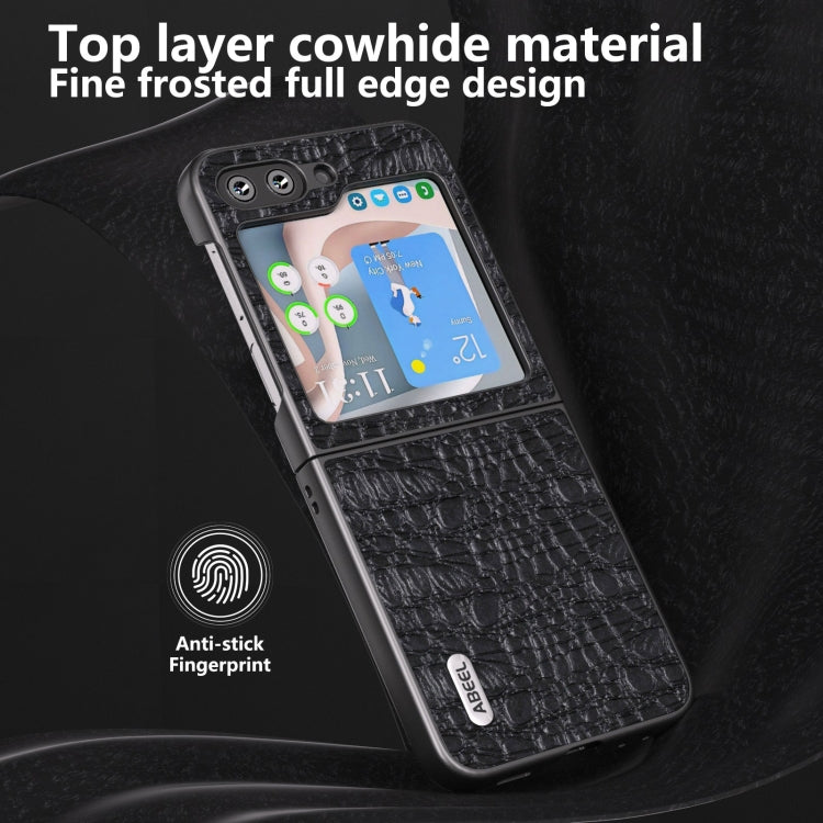 For Samsung Galaxy Z Flip5 ABEEL Genuine Leather Sky Series Black Edge Phone Case(Black) - free shipping - PMC TechLife - Order now!