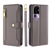 For OPPO Reno10 Pro+ 5G Sheep Texture Cross-body Zipper Wallet Leather Phone Case(Grey)