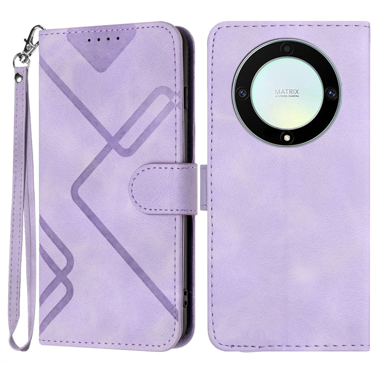 For Honor Magic5 Lite 5G Line Pattern Skin Feel Leather Phone Case(Light Purple) - free shipping - PMC TechLife - Order now!