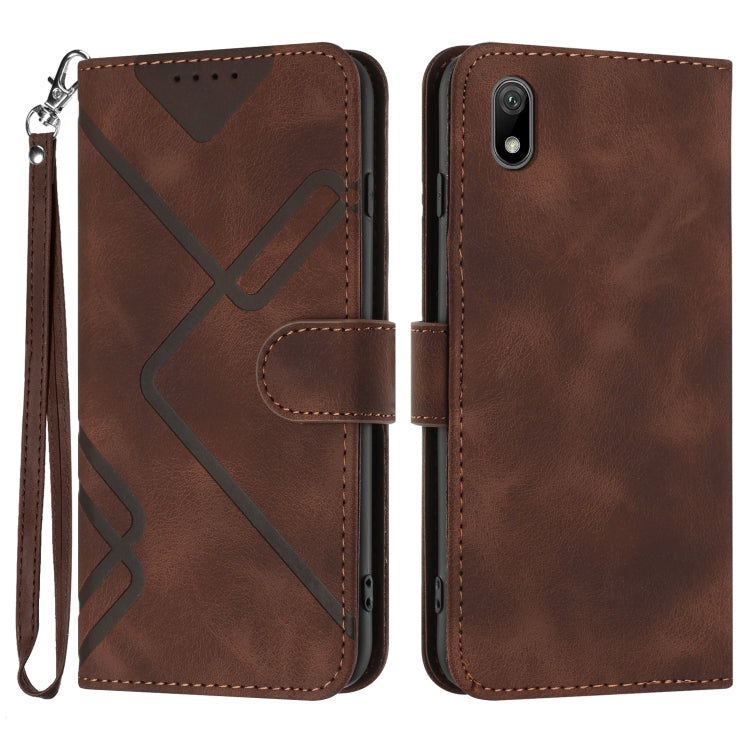 For Honor 8S Line Pattern Skin Feel Leather Phone Case(Coffee) - free shipping - PMC TechLife - Order now!