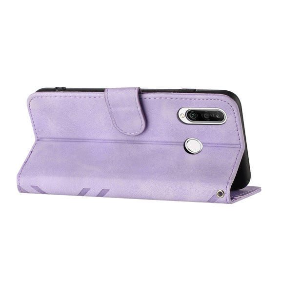 For Honor 20S Russia /20 lite Russia  Line Pattern Skin Feel Leather Phone Case(Light Purple)