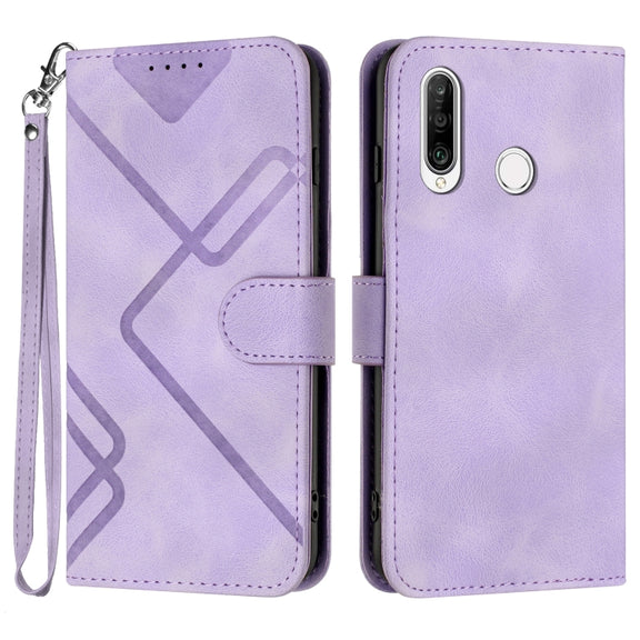 For Honor 20S Russia /20 lite Russia  Line Pattern Skin Feel Leather Phone Case(Light Purple)