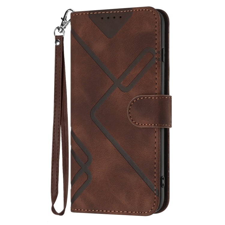 For Honor 70 Line Pattern Skin Feel Leather Phone Case(Coffee)