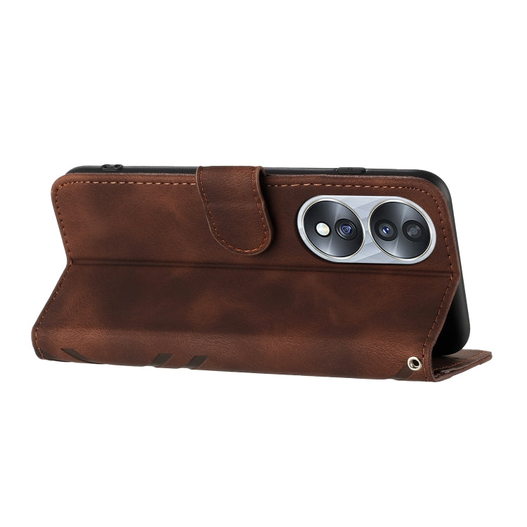For Honor 70 Line Pattern Skin Feel Leather Phone Case(Coffee)